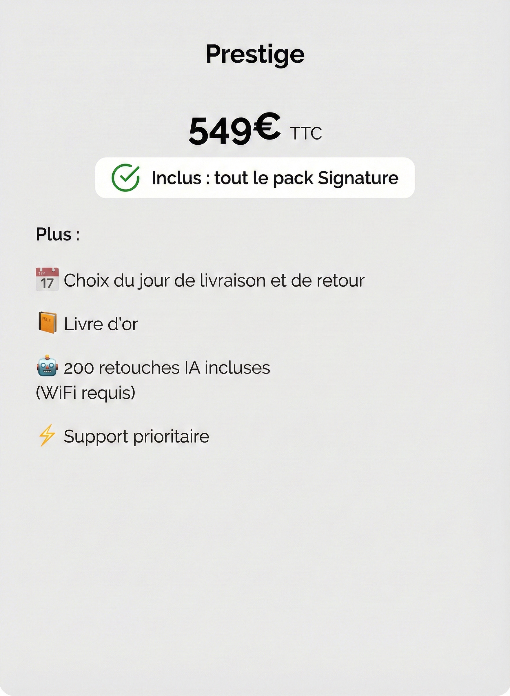 Forfait Prestige